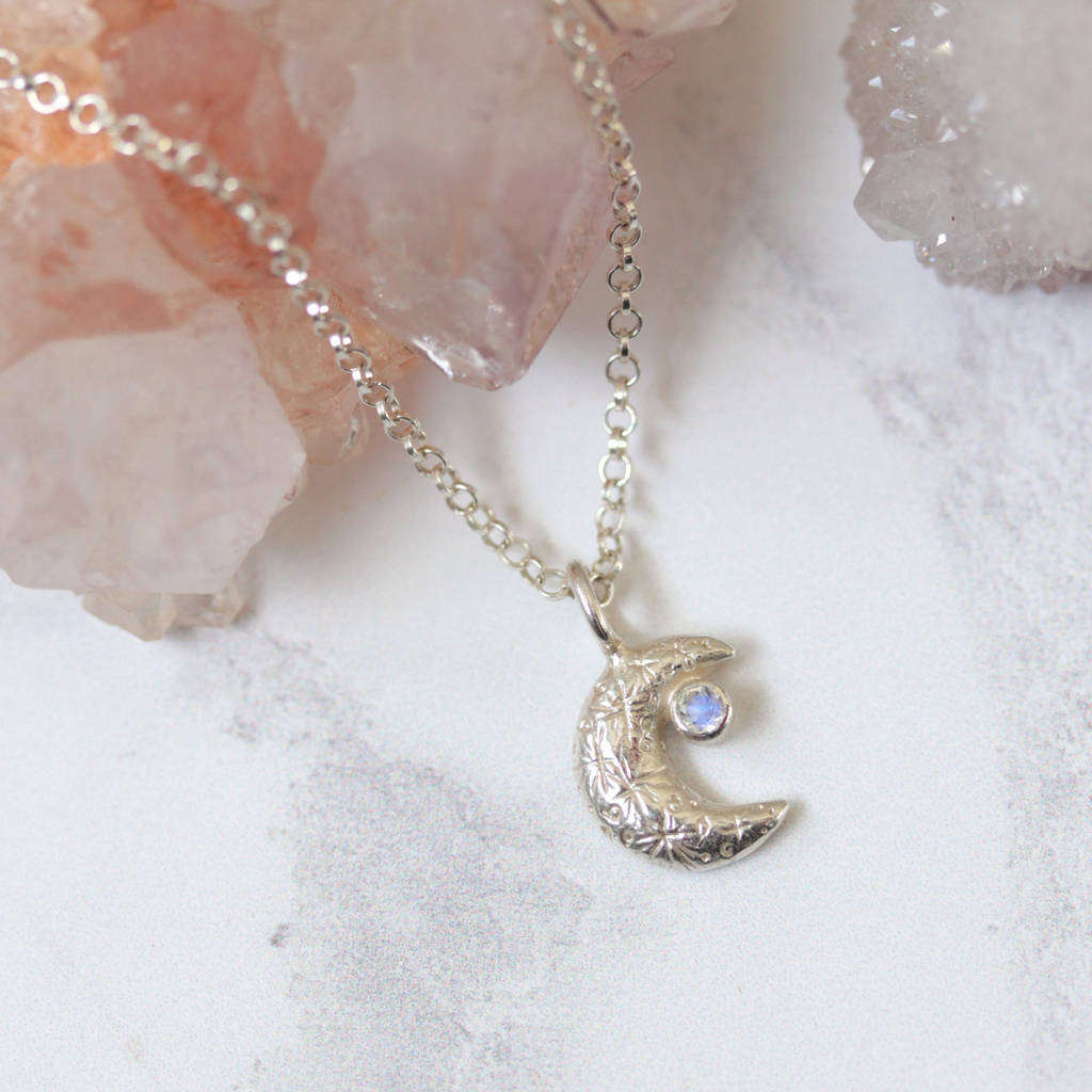 Crescent Moon Silver Moonstone Necklace By Erica Jewellery