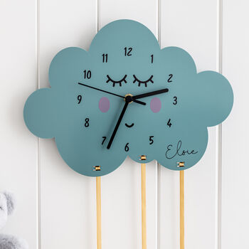 Children's Cloud And Raindrops Personalised Wall Clock, 2 of 6