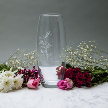 Personalised Vase With Birth Flower Engraving, 6 of 6