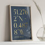 Personalised Gold Coordinates Print, Custom Location Gift, thumbnail 3 of 7