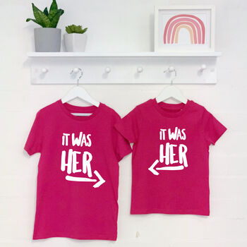 It Was Him/Her! Sibling Rivalry Babygrow And Tee Set, 2 of 8