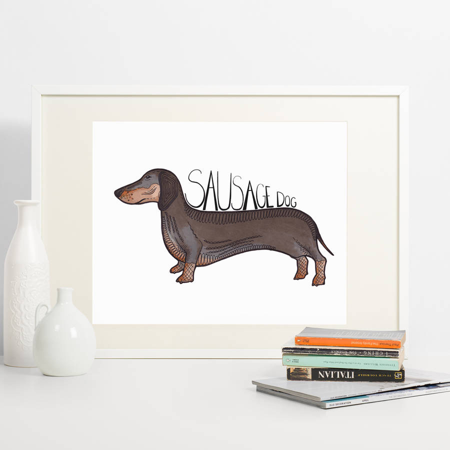 sausage dog print by bexiekimdesign