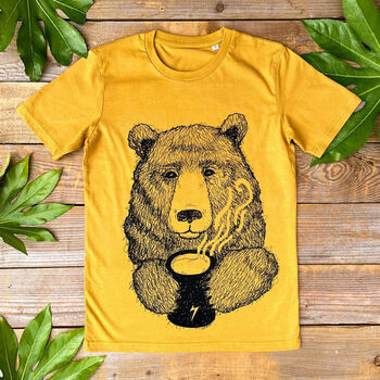 Cuppa Bear Men's Organic T Shirt, 2 of 6