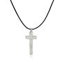 Men's Engraved Silver Cross Leather Necklace, thumbnail 2 of 7