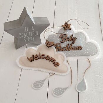 Baby's Name Cloud Nursery Hanging Decor Gift, 2 of 8