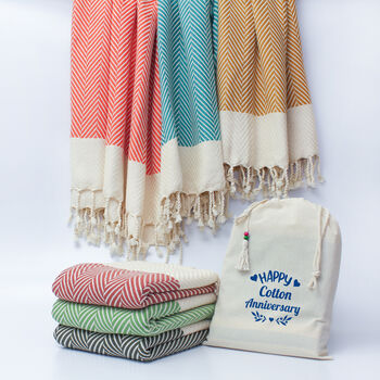 Anniversary Gift Set For Her, Cotton Throw Blanket, 2 of 11