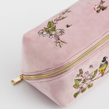 Pink Love Velvet Embroidered Cosmetic Pouch, 7 of 7