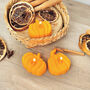 Orange Pumpkin Tea Light Set Of Three Autumn Candles, thumbnail 1 of 10