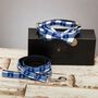 The Anglesey Blue Checked Nautical Dog Collar Bow Tie And Lead Set, thumbnail 2 of 9