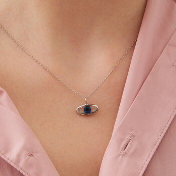 Transparent Glass Evil Eye Sterling Silver Necklace, 2 of 6
