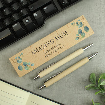 Personalised Botanical Wooden Pen And Pencil Set, 7 of 8