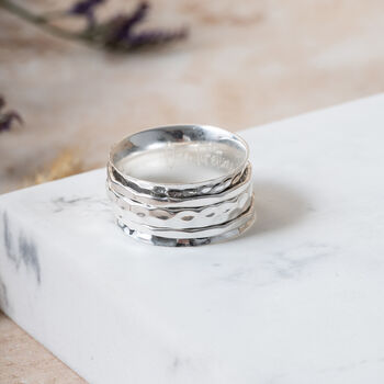 Personalised Sterling Silver Wide Spinner Ring, 6 of 12