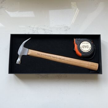 Personalised Engraved Mens Wooden Tool Hammer Set, 3 of 4