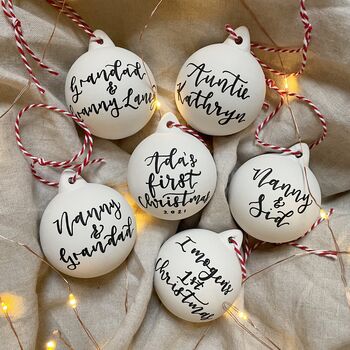 Personalised Calligraphy Christmas Bauble, 9 of 9