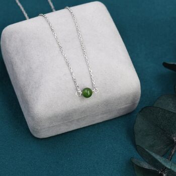 Sterling Silver Jade Bead Necklace, 3 of 12