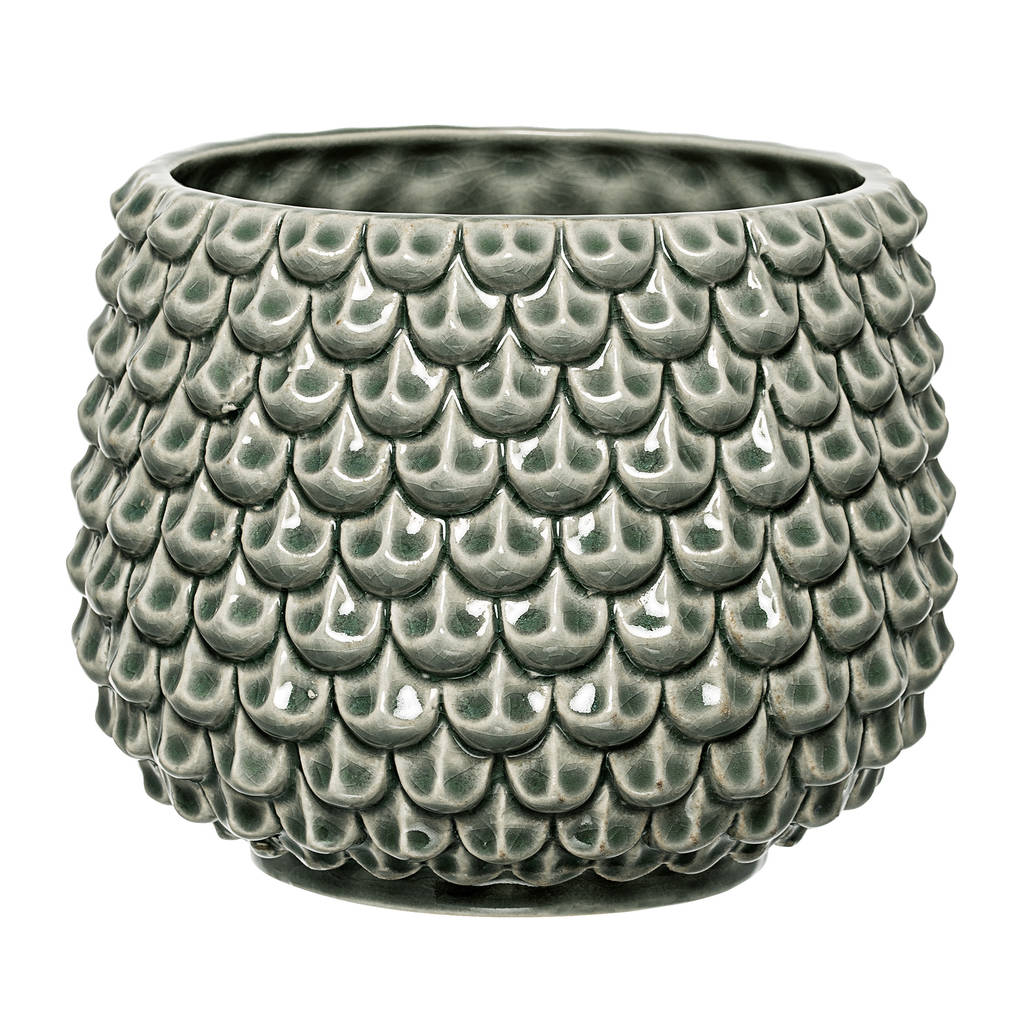 textured plant pot in green by peastyle