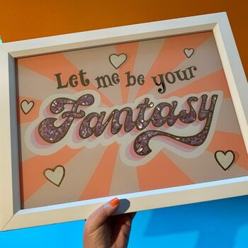Glass Gold Leaf 'Let Me Be Your Fantasy' Wall Art Sign, 6 of 11