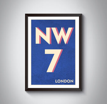 Nw7 Barnet London Typography Postcode Print, 10 of 10