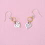 Mini Sterling Silver Hammered Heart Drop Earrings, thumbnail 3 of 6