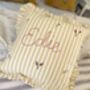 Ditsy Floral Hand Embroidered Cushion Add Your Name, thumbnail 4 of 9