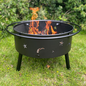 Sun And Moon Fire Pit With Spark Guard, Poker And Cover, 3 of 12