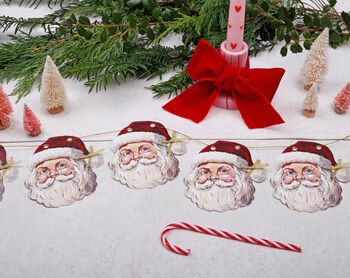 Vintage Christmas Bunting With 15 Santa Flag Design, 3 of 6