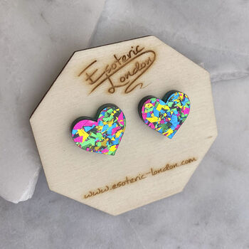 Colour Pop Confetti Heart Stud Earrings, 4 of 8