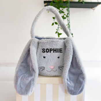 Personalised Fluffy Long Ear Easter Egg Hunt Basket, 9 of 9