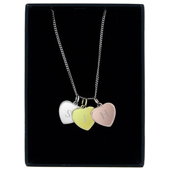 Personalised Tri Tone Initials Hearts Necklace, 4 of 4