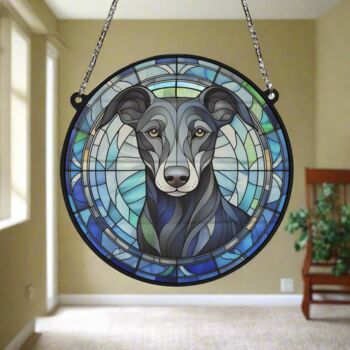 Whippet Black And White Stained Glass Effect Suncatcher, 5 of 6