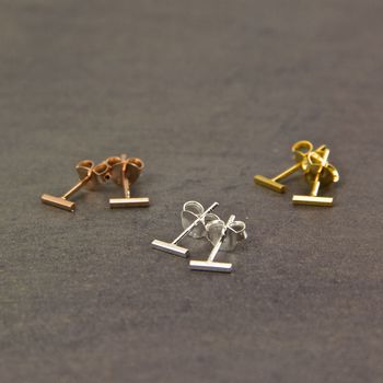Contemporary Line Bar Stud Earrings, 3 of 8