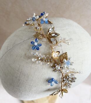 Blue Forget Me Not Bridal Hair Vine, 3 of 8