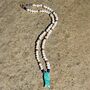 Carved Fish Necklace With Blue Details And Freshwater Pearls, thumbnail 1 of 5