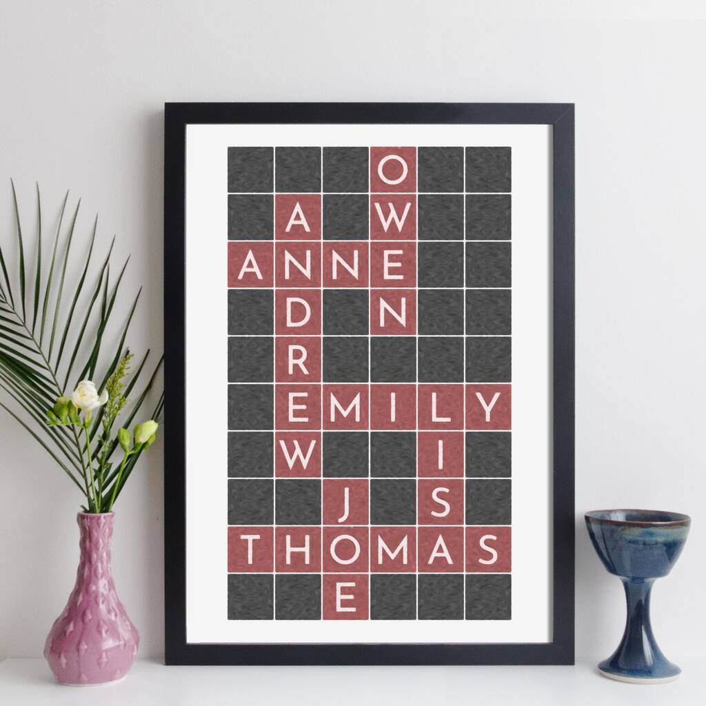 Personalised Family Crossword Wall Art By elevencorners