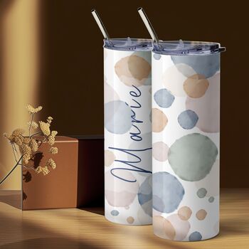 Spotted Pastel Watercolour Tumbler With Name, 4 of 6
