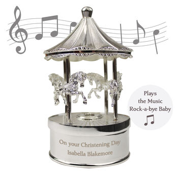 Personalised Silver Musical Carousel Ornament, 5 of 5