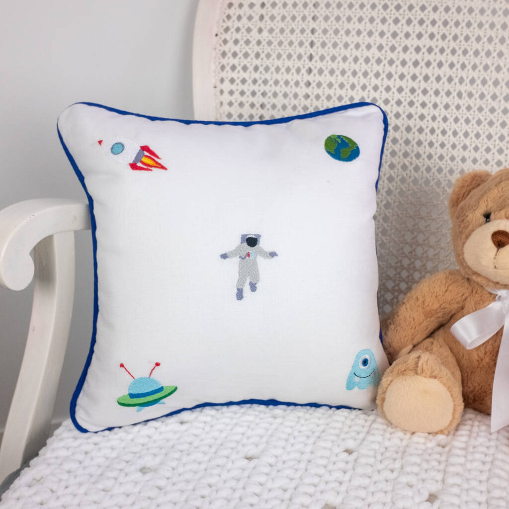 Children's Space Embroidered Nursery Cushion, 1 of 8