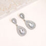 Crystal Double Pear Drop Earrings In Silver Colour, thumbnail 3 of 3