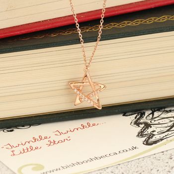 Rose Gold Vermeil And Pave Crystal Star Necklace, 4 of 7