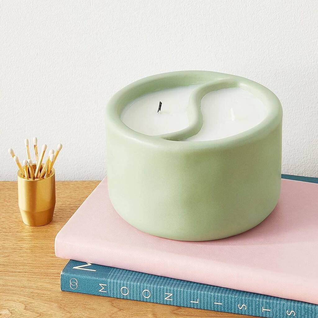 Sage Green Yin Yang Double Scented Candle By Posh Totty Designs Interiors