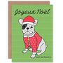 Joyeux Noel Santa Hat French Bulldog Christmas Card, thumbnail 1 of 4