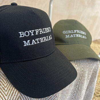 Boyfriend Material Embroidered Caps, 4 of 4