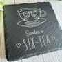 Engraved Personalised Slate Tea Coaster Name And Age Gift, thumbnail 4 of 6