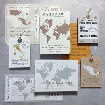 World Map Passport Wedding Invitation, 11 of 11