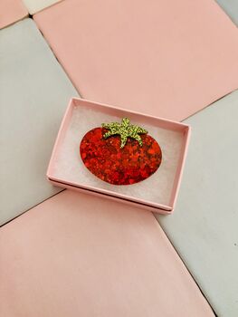 The 'Heirloom Harvest' Tomato Resin Brooch / Tomato Girl Aesthetic / Gift For Gardeners, 4 of 6