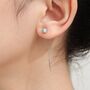 Sterling Silver Green Opal Dot Threader Earrings, thumbnail 6 of 11