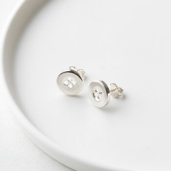 Sterling Silver Button Stud Earrings, 2 of 5