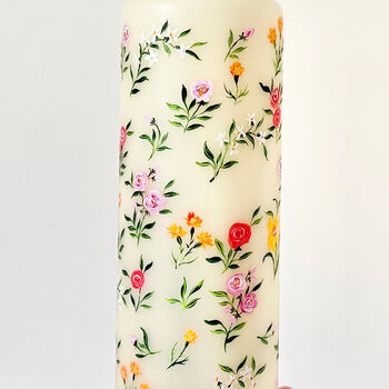 Hand Painted Colourful Wildflower Pillar Candle, 2 of 2