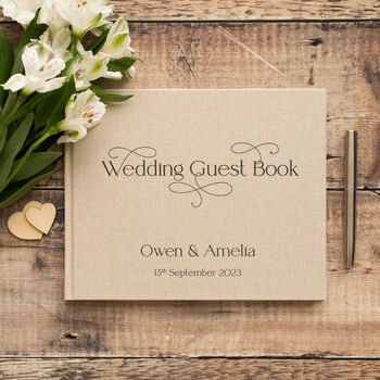 Decorative Text Design Personalised Wedding Guest Book, 7 of 11