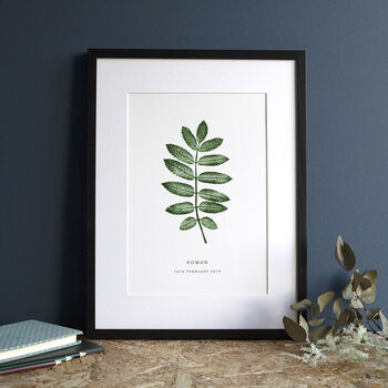 Personalised Rowan Leaf Monoprint Fine Art Print, 2 of 8